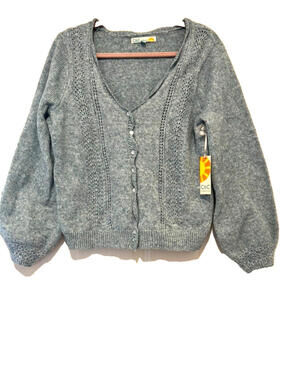 C and C California sz M blue V neck button down cardigan sweater new w/ tags‎ F